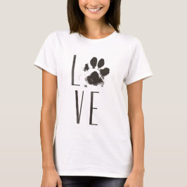 Love Pet Paw Print Brown Grunge T-shirt