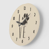 Love Pet Paw Print Brown Grunge Typografie Grote Klok (Hoek)