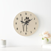 Love Pet Paw Print Brown Grunge Typografie Grote Klok (Huis)