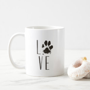 Love Pet Paw Print Brown Grunge Typografie Koffiemok