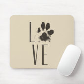 Love Pet Paw Print Brown Grunge Typografie Muismat (Met muis)