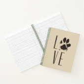 Love Pet Paw Print Brown Grunge Typografie Notitieboek (Binnen)