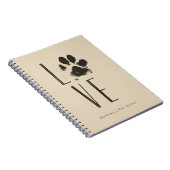 Love Pet Paw Print Brown Grunge Typografie Notitieboek (Rechterzijde)