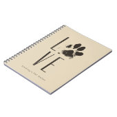 Love Pet Paw Print Brown Grunge Typografie Notitieboek (Linkerzijde)