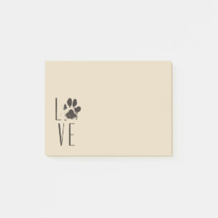 Love Pet Paw Print Brown Grunge Typografie Post-it® Notes