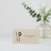 Love Pet Paw Print Brown Grunge Typografie Visitekaartje (Staand voorkant)