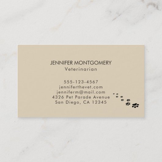 Love Pet Paw Print Brown Grunge Typografie Visitekaartje (Achterkant)