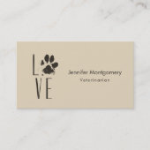Love Pet Paw Print Brown Grunge Typografie Visitekaartje (Voorkant)