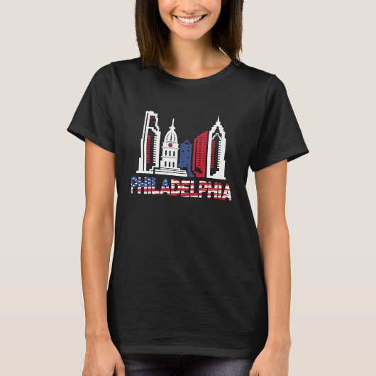 Love Philadelphia Skyline Downtown Cityscape Phill T-shirt (Voorkant)