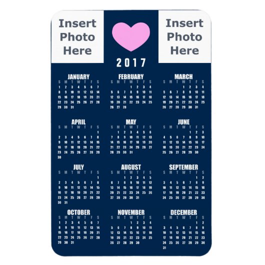 Love Photo Collage Sjabloon - 2017 Calendar Magnet Magneet (Verticaal)