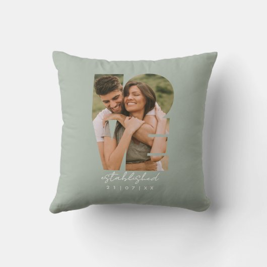 Love Photo Eenvoudig Modern Gepersonaliseerd Gift  Kussen (Achterkant)