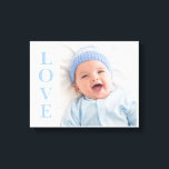 Love Photo Keepomwille Blue Typography Canvas<br><div class="desc">Schattige blauwe L-O-V-E typografie voor uw favoriete foto. Wat een speciale hoepnaam.</div>