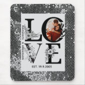 Love photo simple modern personalised gift silver muismat (Voorkant)