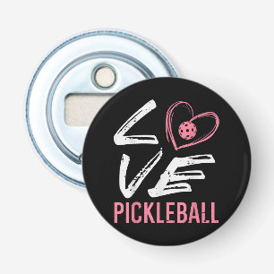 Love Pickleball Heart Pickle Ball Vrouwen Meisjes Button Flesopener