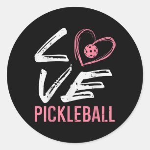 Love Pickleball Heart Pickle Ball Vrouwen Meisjes Ronde Sticker