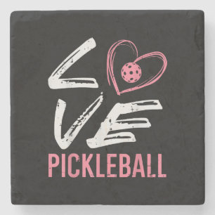 Love Pickleball Heart Pickle Ball Vrouwen Meisjes  Stenen Onderzetter