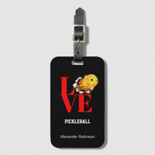 Love Pickleball Personalized Sports Bagagelabel (Voorkant (verticaal))