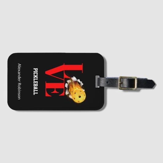 Love Pickleball Personalized Sports Bagagelabel (Voorkant (horizontaal))
