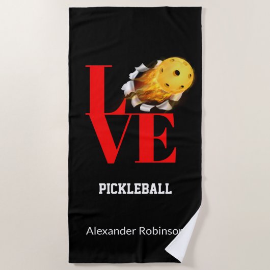 Love Pickleball Personalized Sports Strandlaken (Voorkant)