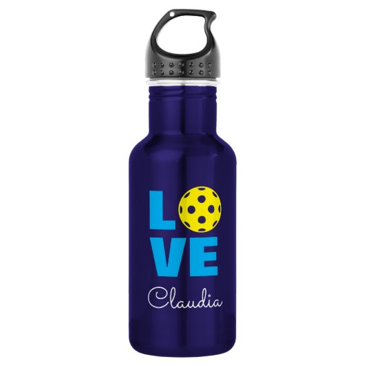 LOVE pickleball waterfles met aangepaste naam (Voorkant)
