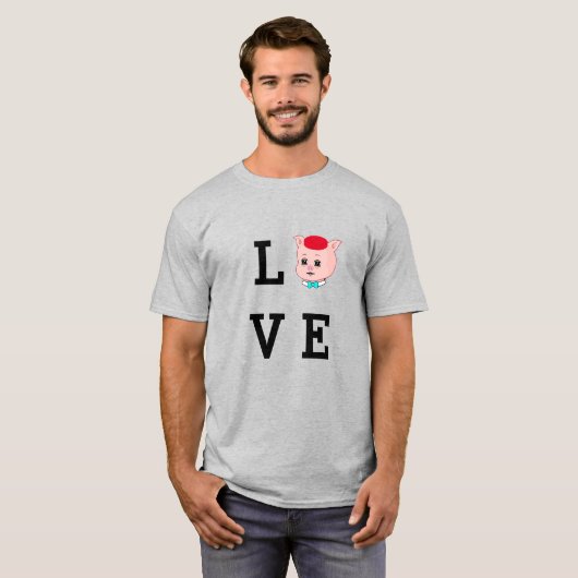 Love Pig Cartoon T-shirt (Voorkant volledig)