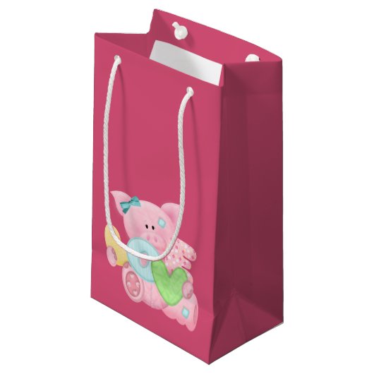 Love Pig Gift Bag Klein Cadeauzakje (Voorkant Gekanteld)