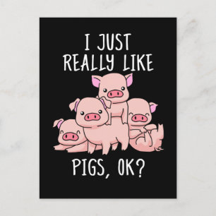 Love Pig Gift Women Pig Gifts Swine Cute Pig Briefkaart
