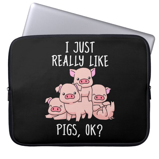 Love Pig Gift Women Pig Gifts Swine Cute Pig Laptop Sleeve (Voorkant)