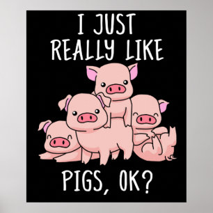 Love Pig Gift Women Pig Gifts Swine Cute Pig Poster