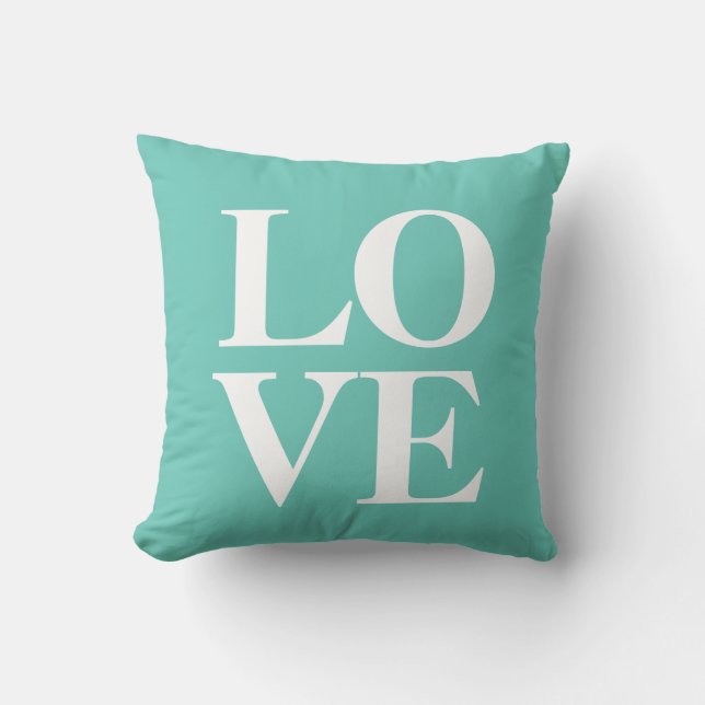 Love Pillow | Blauwgroen Kussen (Voorkant)