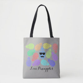 "Love Pineapples" Colorful Canvas tas