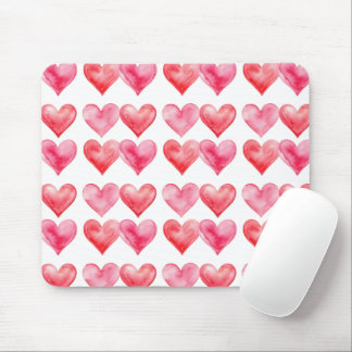 Love pink and red watercolor hearts pattern  muismat