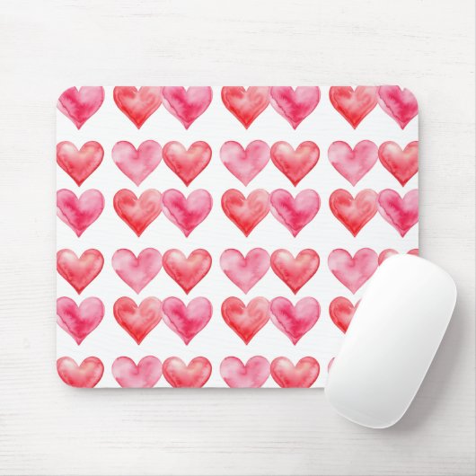 Love pink and red watercolor hearts pattern  muismat (Met muis)