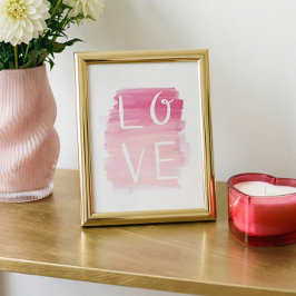 Love Pink Brush Modern Valentijn Art Poster