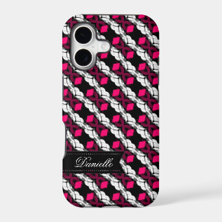 Love Pink Diamonds on Black Pattern iPhone 5 Hoesj