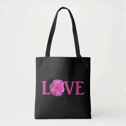 Love Pink Flower Canvas tas (Voorkant)