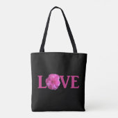 Love Pink Flower Canvas tas (Achterkant)