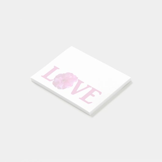 Love Pink Flower Post-it Notes (Schuin)