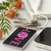 Love Pink Flower Sleutelhanger (Voorkant Rechts)