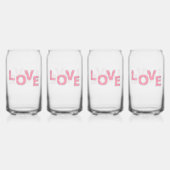 Love Pink Glitter Blikvorm Glas (Achterkant)