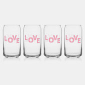 Love Pink Glitter Blikvorm Glas (Voorkant)