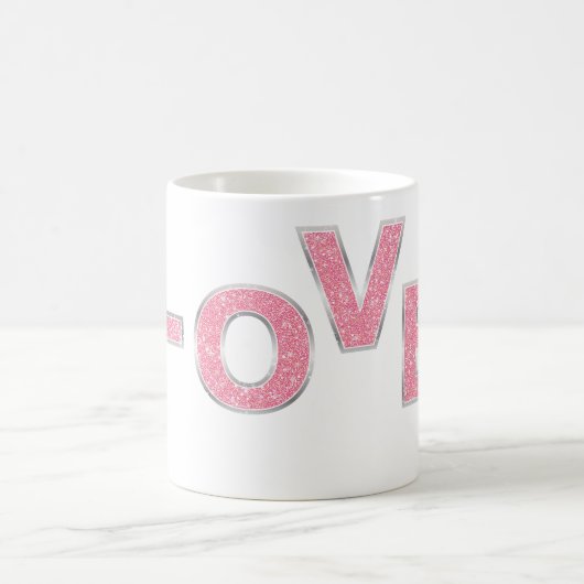 Love Pink Glitter Koffiemok (Center)
