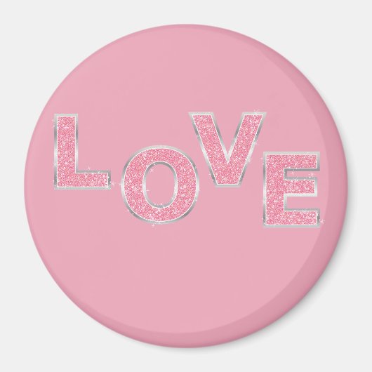 Love Pink Glitter Magneet (Voorkant)