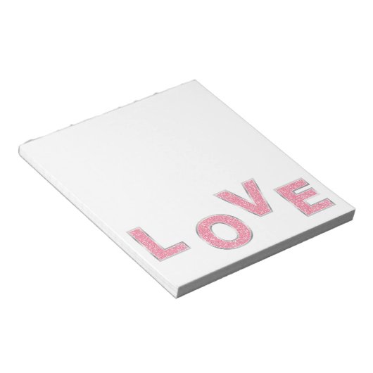 Love Pink Glitter Notitieblok (Schuin)