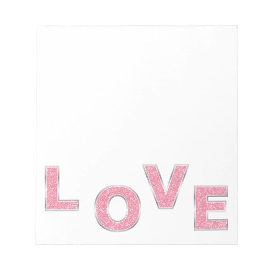 Love Pink Glitter Notitieblok (Voorkant)