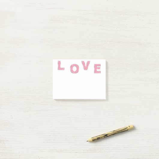 Love Pink Glitter Post-it® Notes (Op bureau)