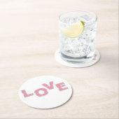 Love Pink Glitter Ronde Kartonnen Onderzetter (Insitu)