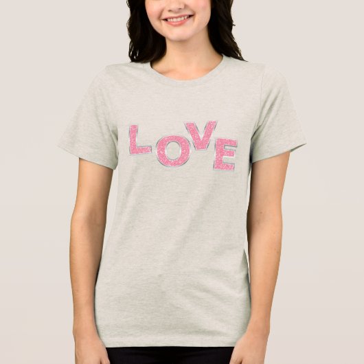 Love Pink Glitter Tri-Blend Shirt (Voorkant)