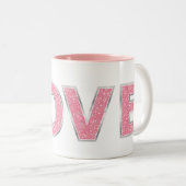 Love Pink Glitter Tweekleurige Koffiemok (Voorkant rechts)