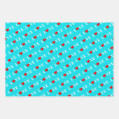 LOVE Pink Green Blue Aqua Blue Inpakpapier Vel (Voorkant 2)